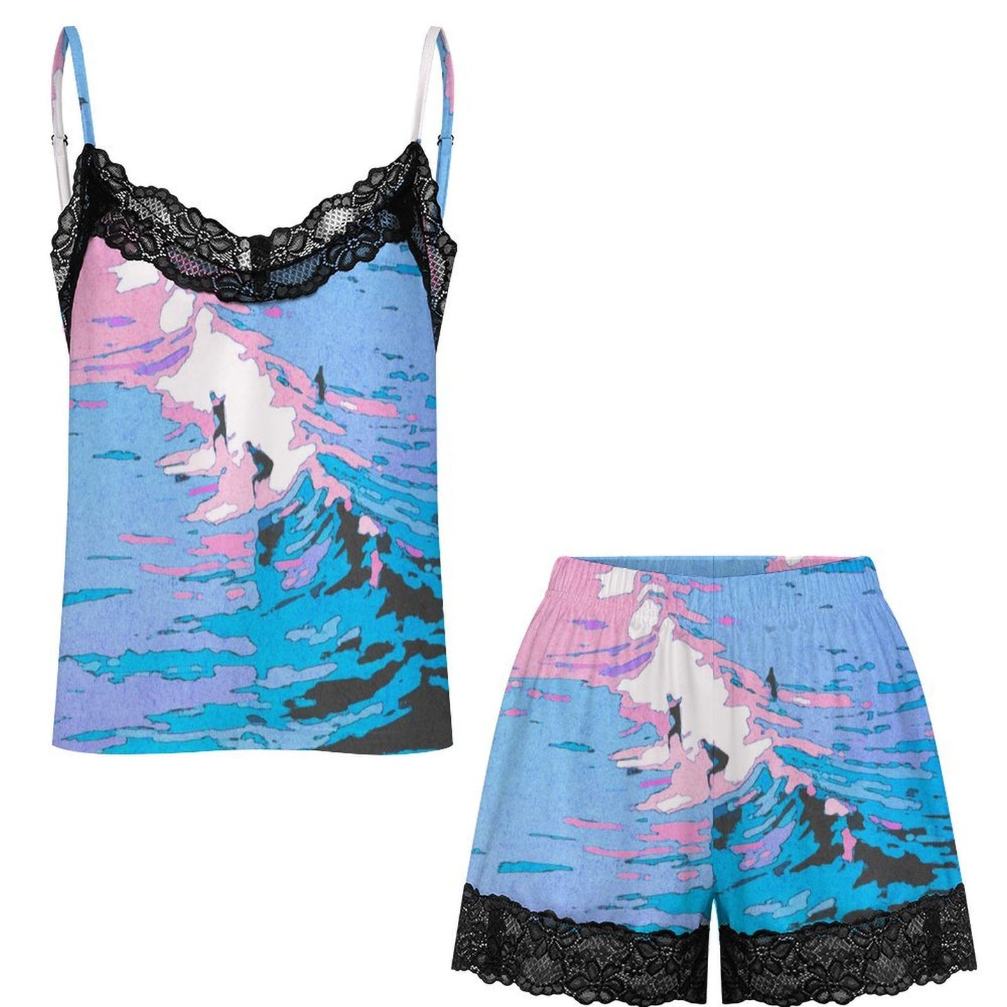 Coordinato Pigiama Donna con Pizzo Personalizzabile — Top e Shorts