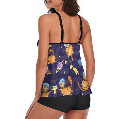 Tankini Gonnellino con Pantaloncino | Costume Due Pezzi Modellante (S-3XL)