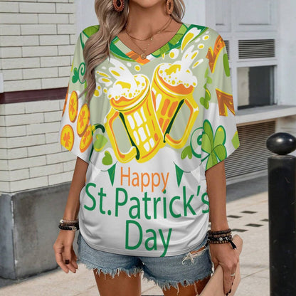 T-Shirt Donna Scollo V Personalizzata | Arricciatura Laterale | Seta di Latte