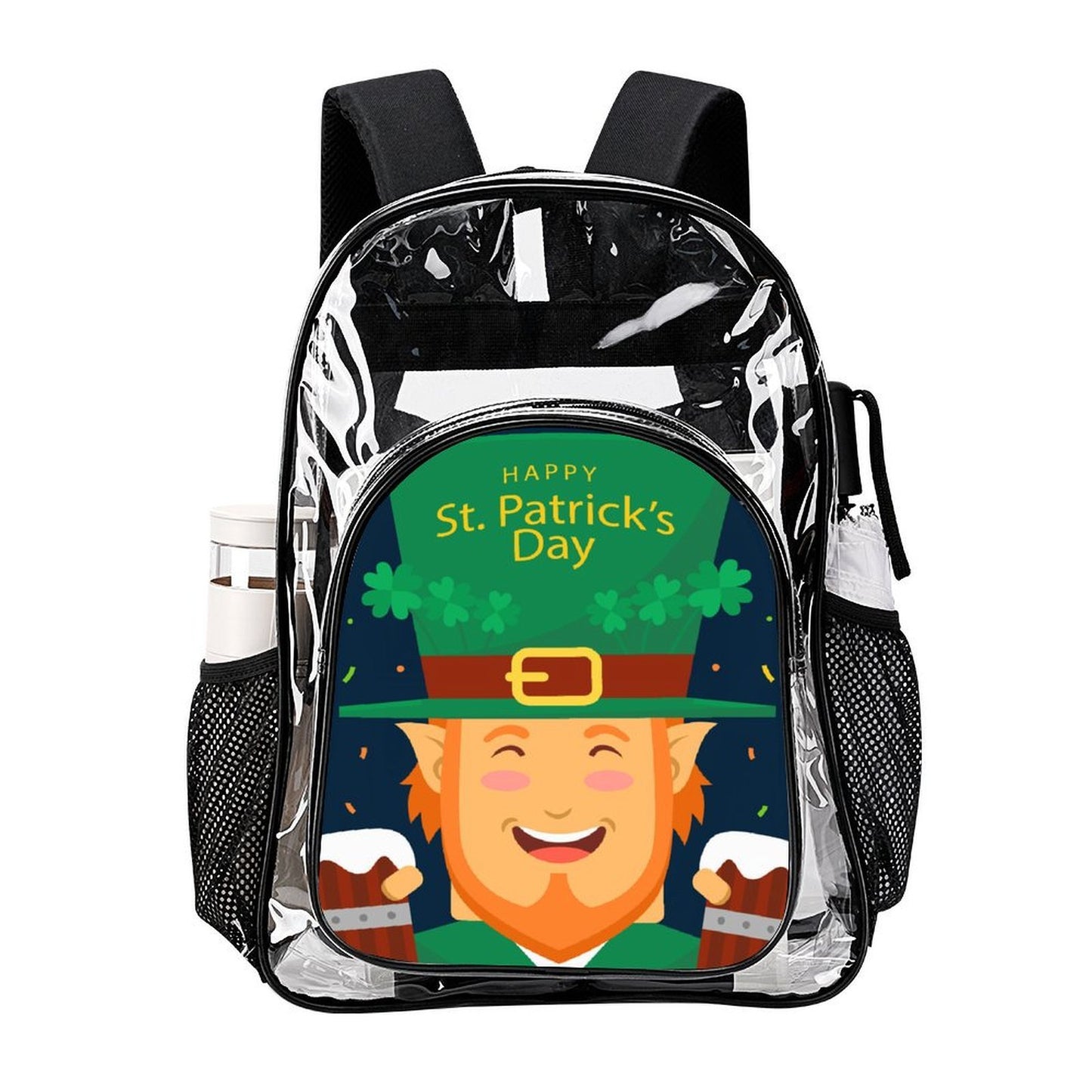 Clear Backpack Personalizzato in PVC con Tasca Laterale in Rete e Stampa UV