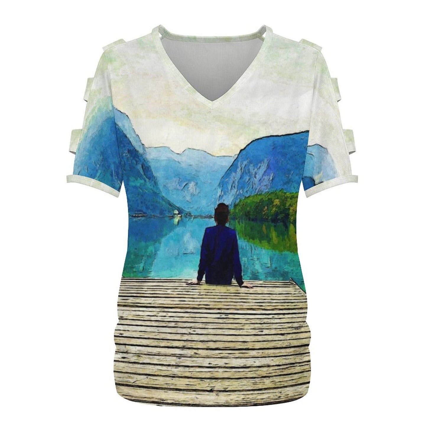 Top Spalle Scoperte Donna Personalizzabile | Maglia Scollo V Stampa Foto