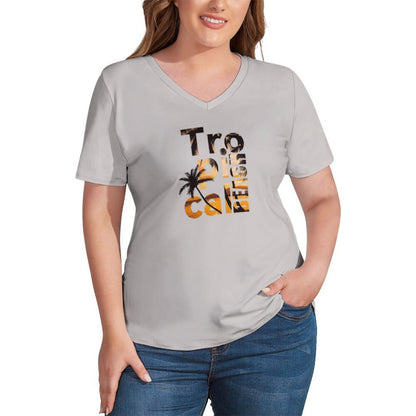 T-Shirt Personalizzata Donna con Scollo a V | Maglietta Vestibilità Comoda (Oversize)