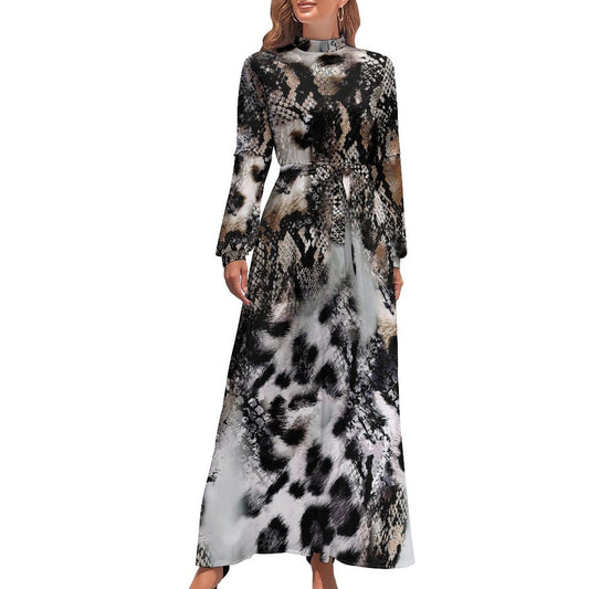 Abito Maxi Collo Alto Personalizzato | Vestito Lungo Donna Stampa Totale