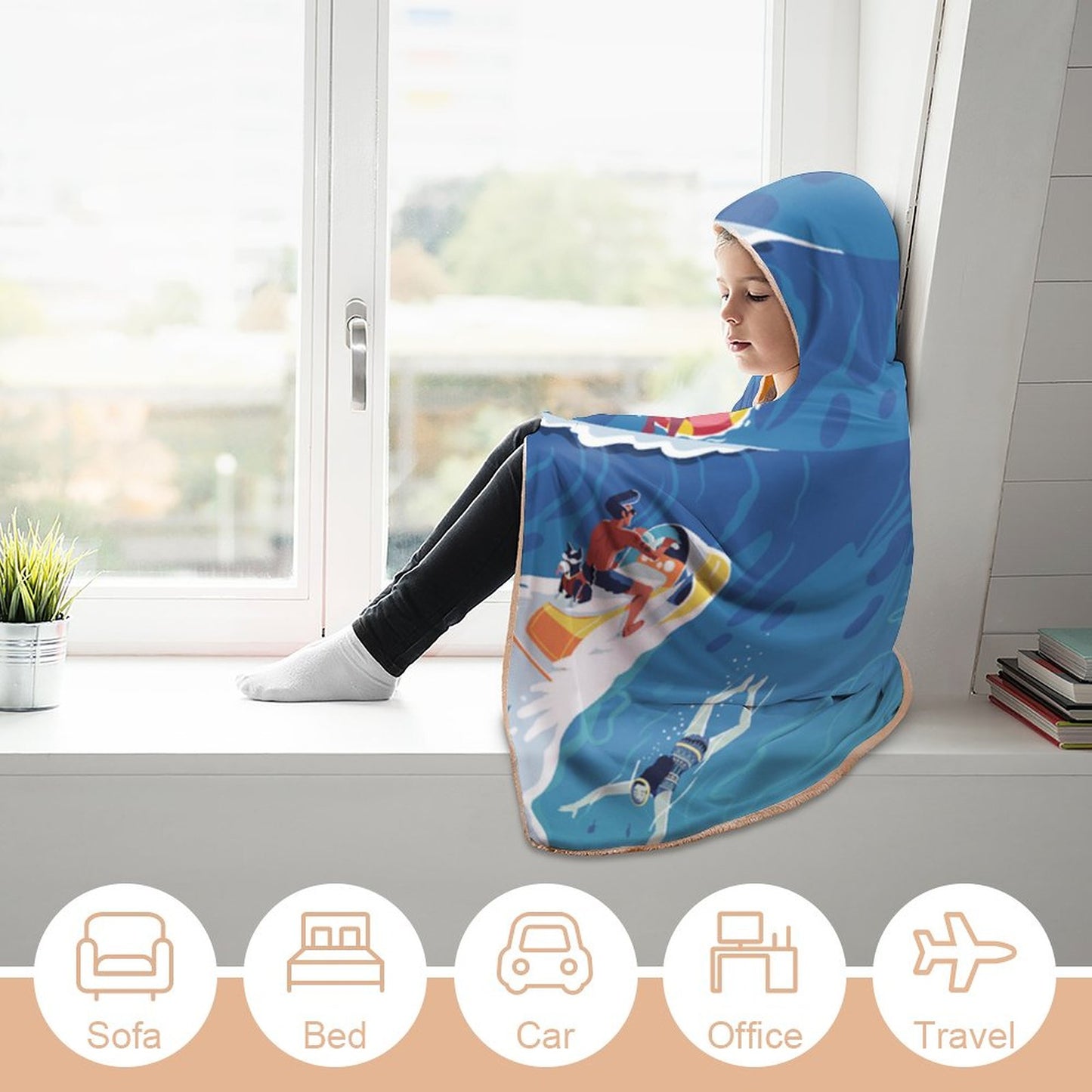 Coperta con Cappuccio Personalizzata | Plaid Indossabile in Velluto Artico | Calore Premium