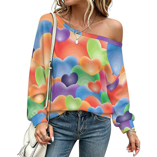 Felpa Donna Spalla Scoperta Oversize Personalizzabile