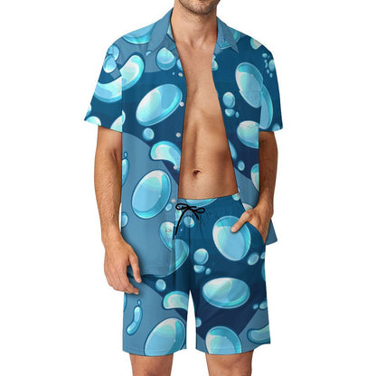 Completo Pigiama Uomo in Raso Personalizzabile con Camicia e Pantaloncini Corti