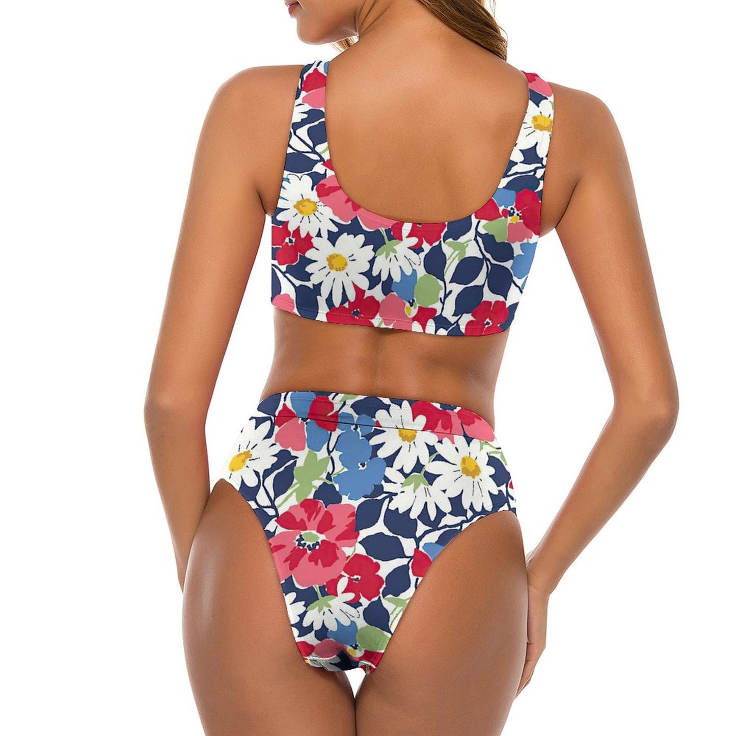 Bikini a Vita Alta Personalizzato | Costume Due Pezzi con Nodo Frontale