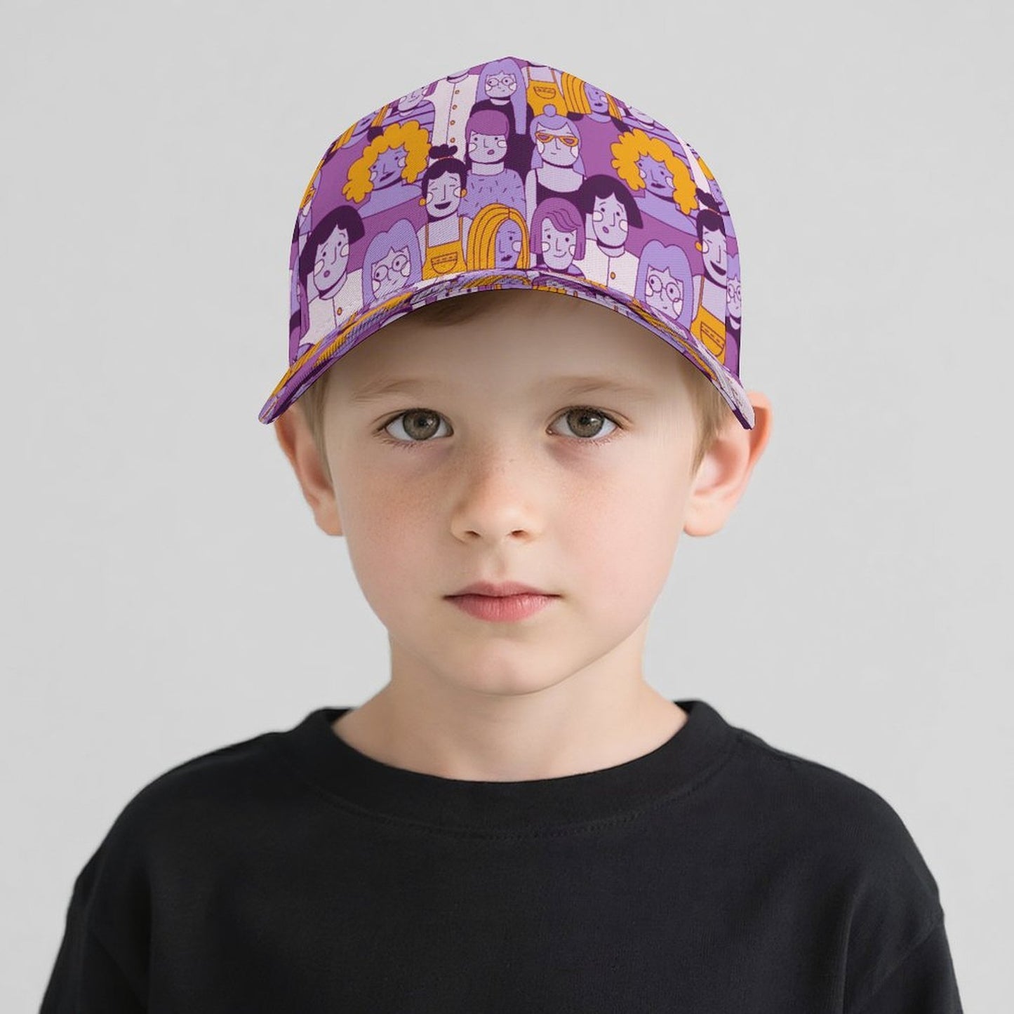 Cappellino Baseball Personalizzato per Bambini in Poliestere con Visiera Rigida e Stampa Full-Panel
