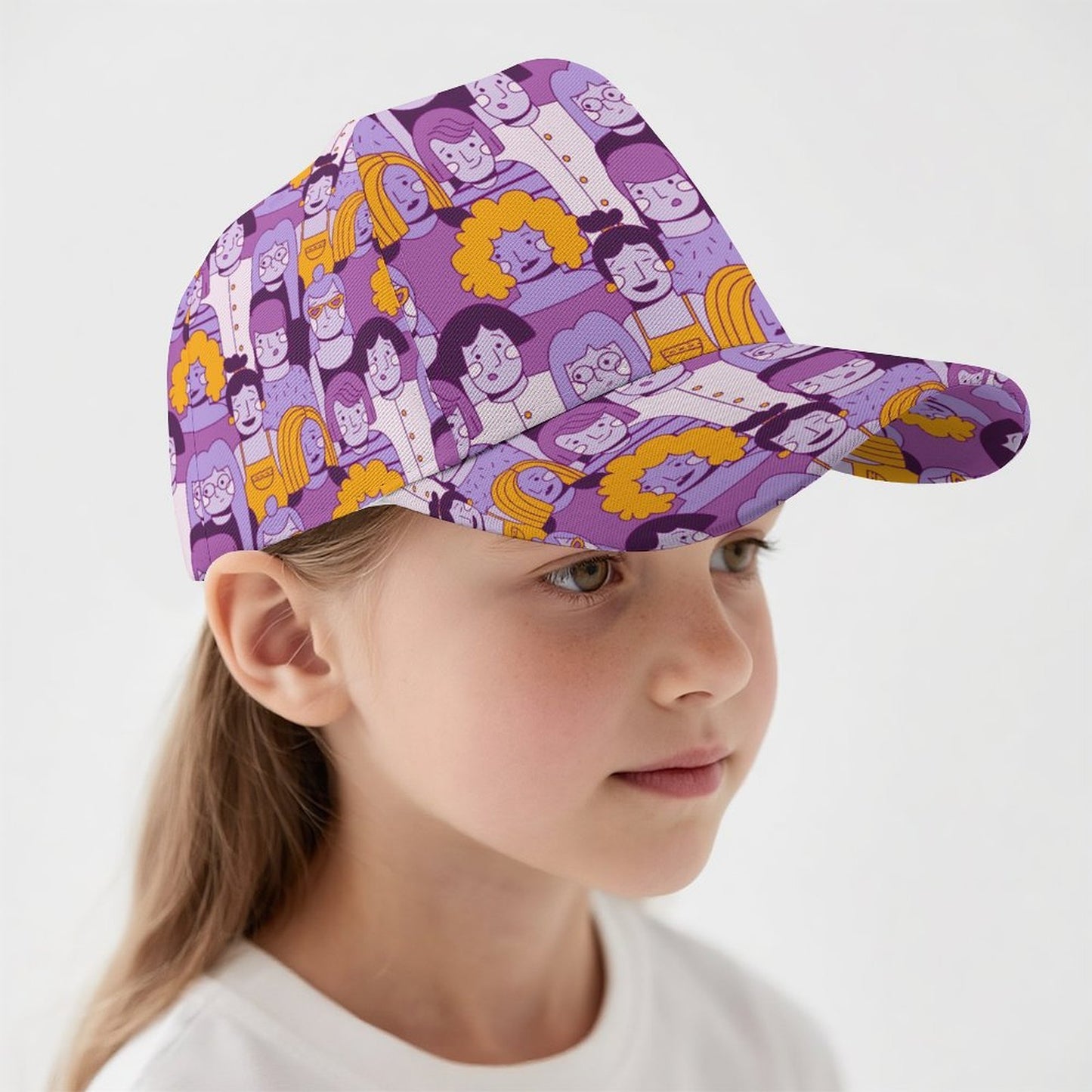 Cappellino Baseball Personalizzato per Bambini in Poliestere con Visiera Rigida e Stampa Full-Panel
