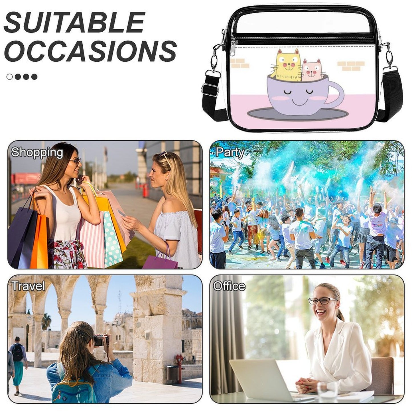Borsa a Tracolla Trasparente in PVC Personalizzabile con Stampa UV