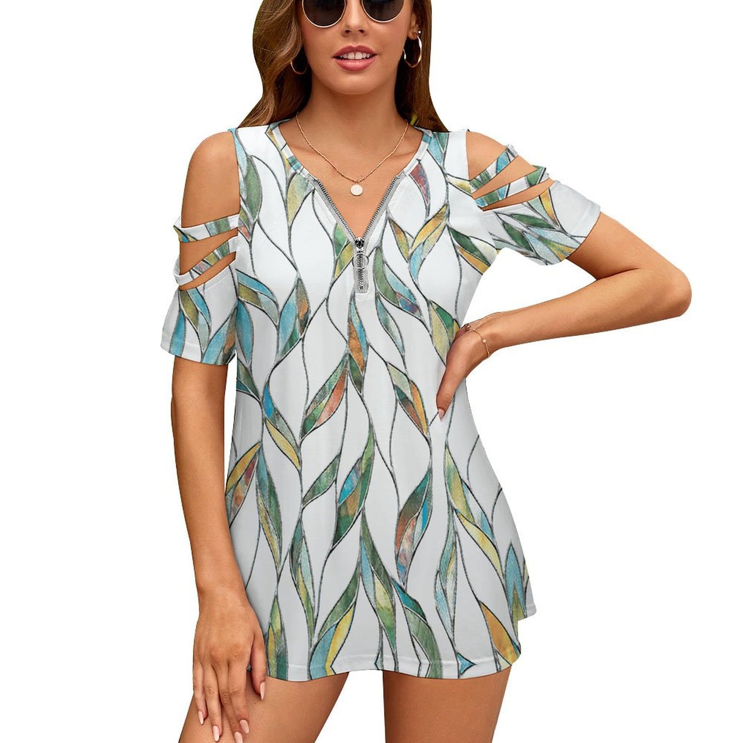 Top Spalle Scoperte con Zip | Tunica Lunga Donna per Leggings