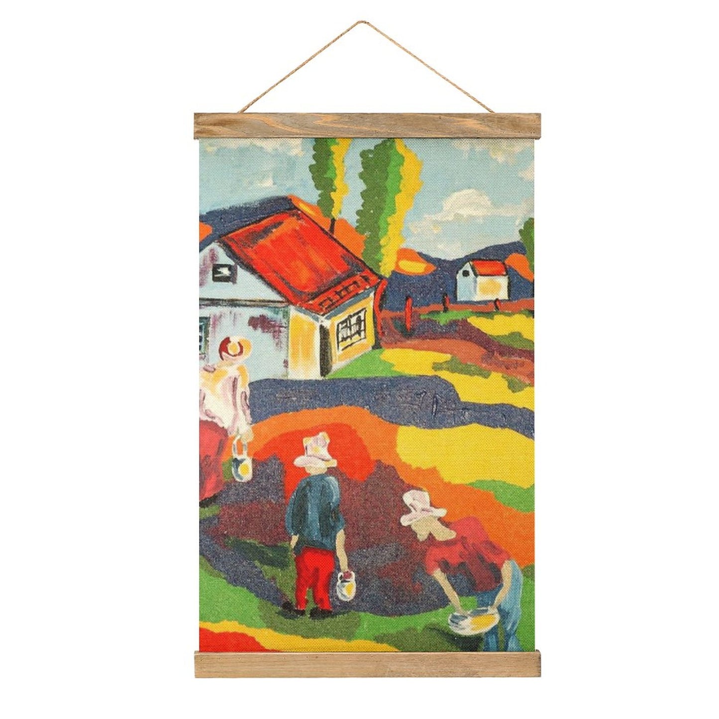 Poster Sospeso in Lino e Legno | Scroll Art Personalizzato Wabi-Sabi