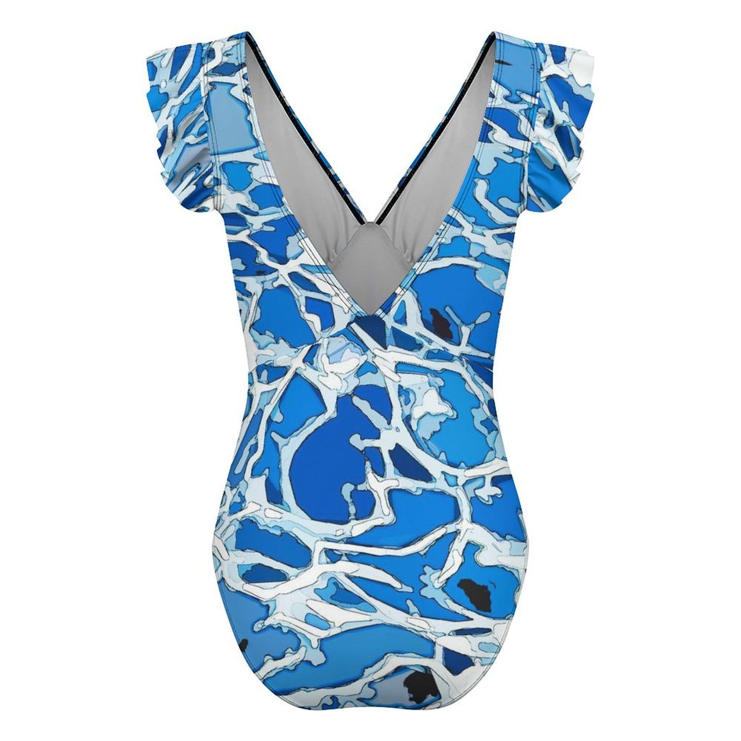 Costume intero donna con maniche a volant e imbottitura rimovibile personalizzabile