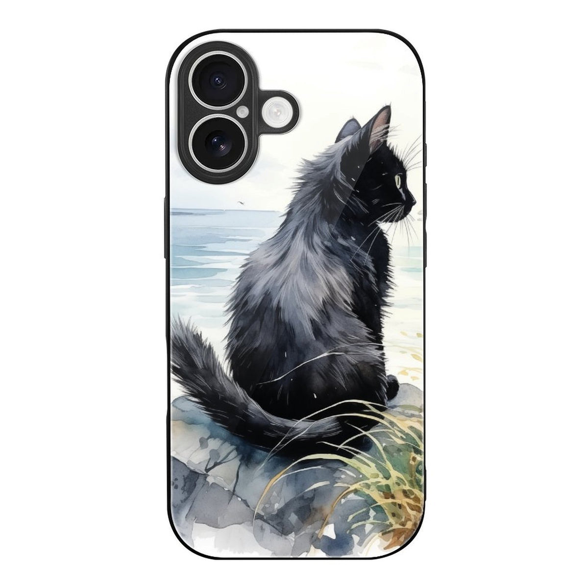 Mobile Phone Case for Apple IPhone 18 Black Cat, Back, Watercolor, Natural Style IPhone 18