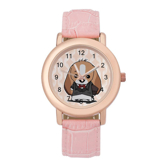 Orologio da Donna Personalizzato con Cinturino in Pelle Rosa