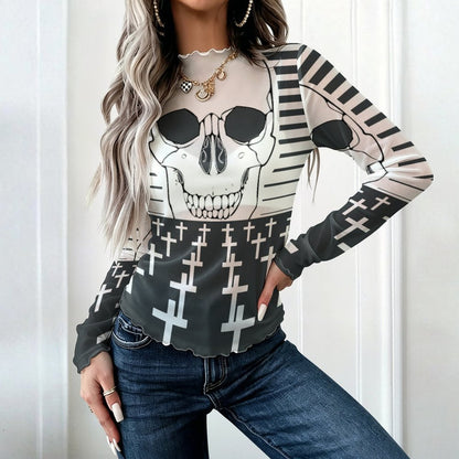Maglia a Rete Collo Alto Maniche Lunghe Personalizzabile — Taglie S-5XL