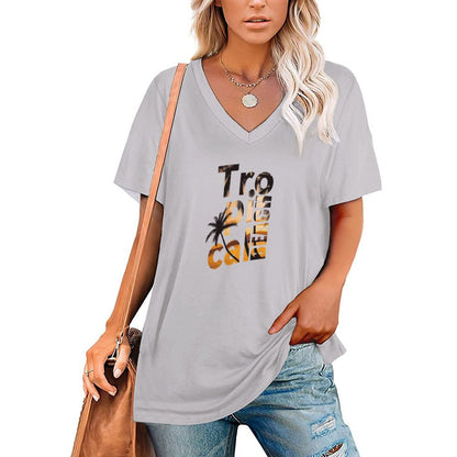 T-Shirt Personalizzata Donna con Scollo a V | Maglietta Vestibilità Comoda (Oversize)