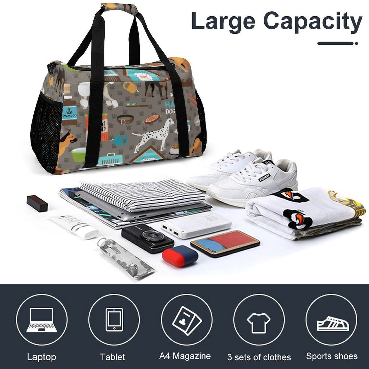 Borsa Weekender Personalizzata in Twill con Tracolla Removibile e Stampa su Misura