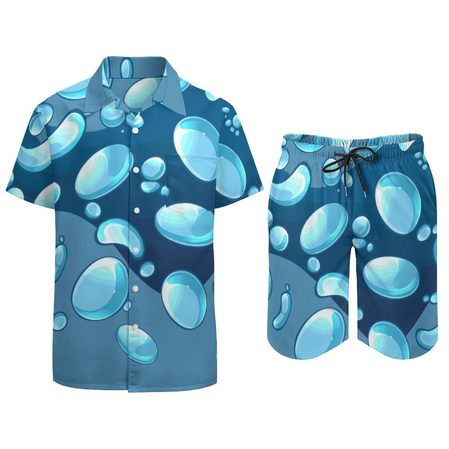 Completo Pigiama Uomo in Raso Personalizzabile con Camicia e Pantaloncini Corti