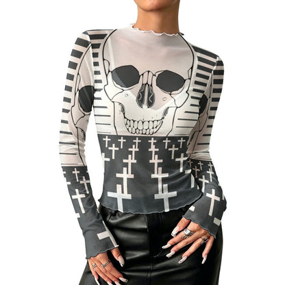 Maglia a Rete Collo Alto Maniche Lunghe Personalizzabile — Taglie S-5XL