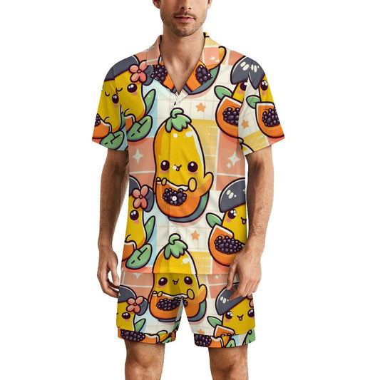 Set Pigiama Uomo Estivo Personalizzato in Seta di Ghiaccio | Corto