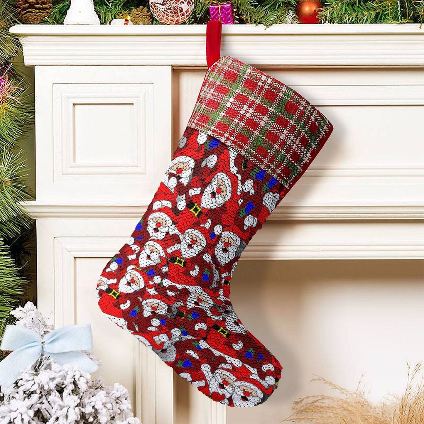 Calza di Natale con Paillettes Personalizzata | Svela la Tua Foto