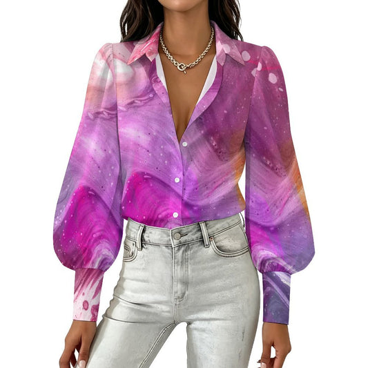 Camicia in Raso con Maniche a Palloncino Personalizzabile con Stampa Foto