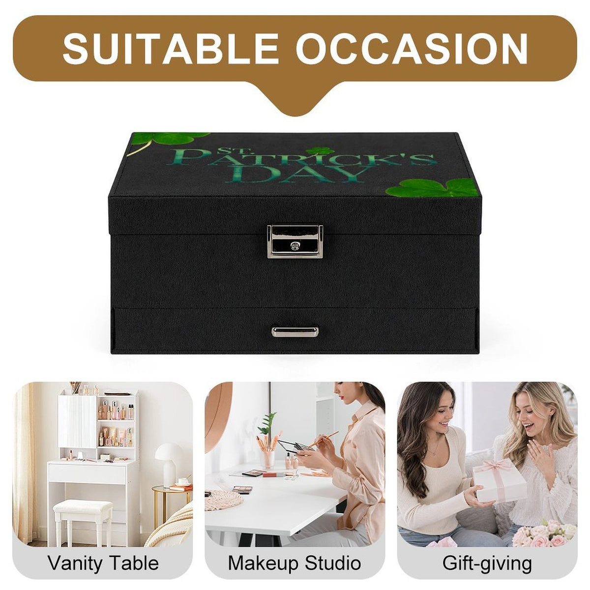 Portagioie a Tre Livelli in Similpelle con Stampa Personalizzata
