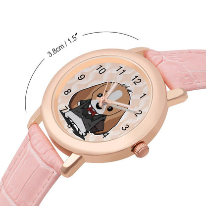 Orologio da Donna Personalizzato con Cinturino in Pelle Rosa