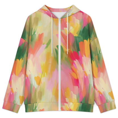 Felpa donna con cappuccio e zip completa in tessuto ad aria personalizzabile