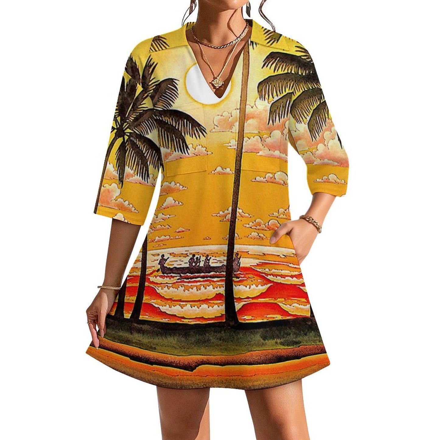 Abito Donna Scollo a V Personalizzabile | Vestito Elegante da Giorno