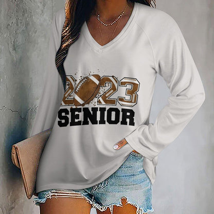 T-Shirt Donna Manica Lunga | Scollo V Doppio Strato | Comfort Oversize