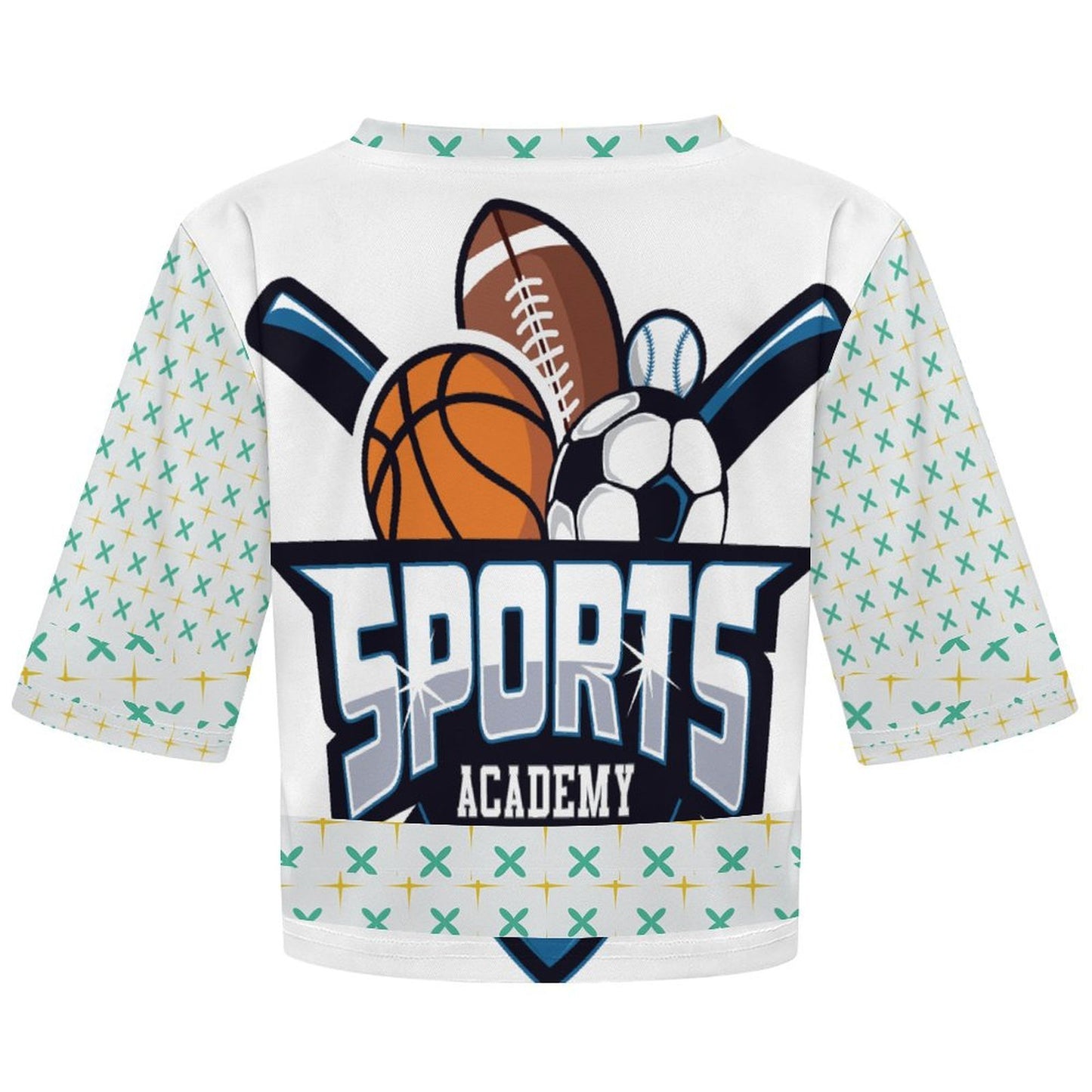 Maglia sportiva crop donna con scollo a V personalizzabile con stampa termica
