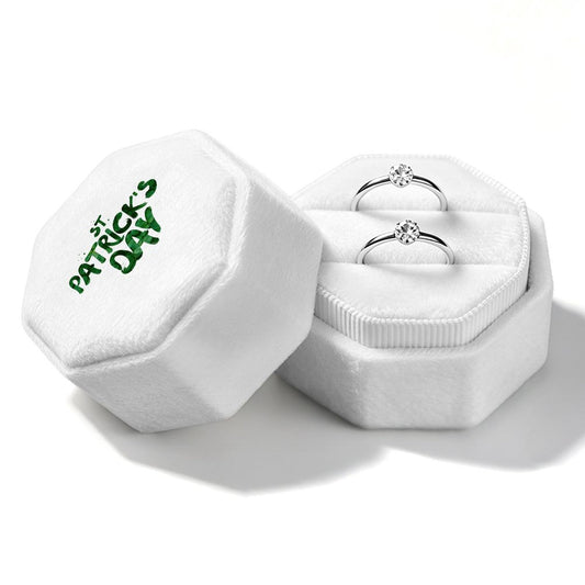 Portagioie Ottagonale in Velluto Personalizzabile con Stampa Oro o Argento