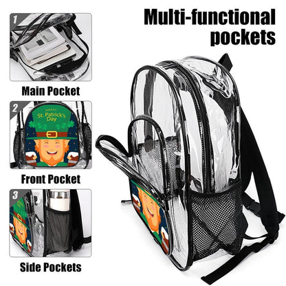Clear Backpack Personalizzato in PVC con Tasca Laterale in Rete e Stampa UV