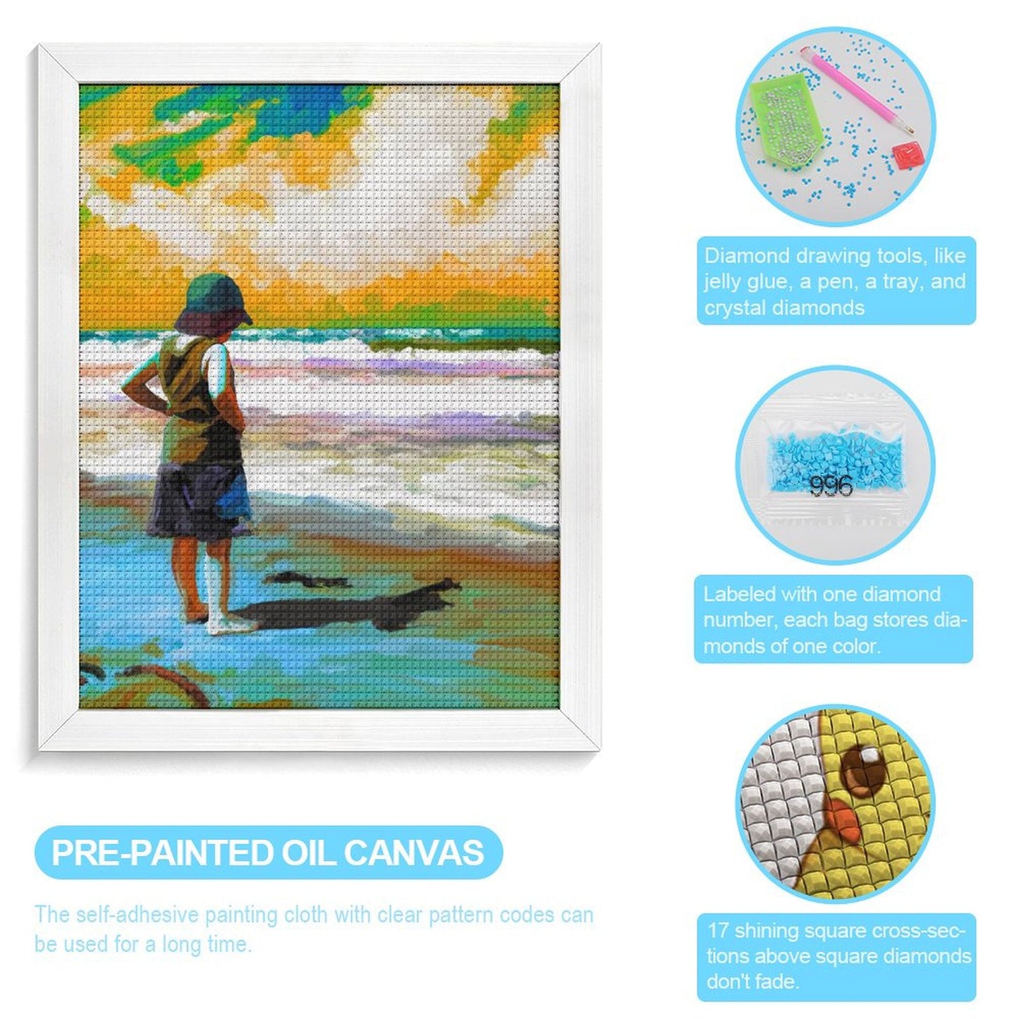 Crea il Tuo Ritratto-Mosaico | Diamond Painting su Telaio (Quadrato)