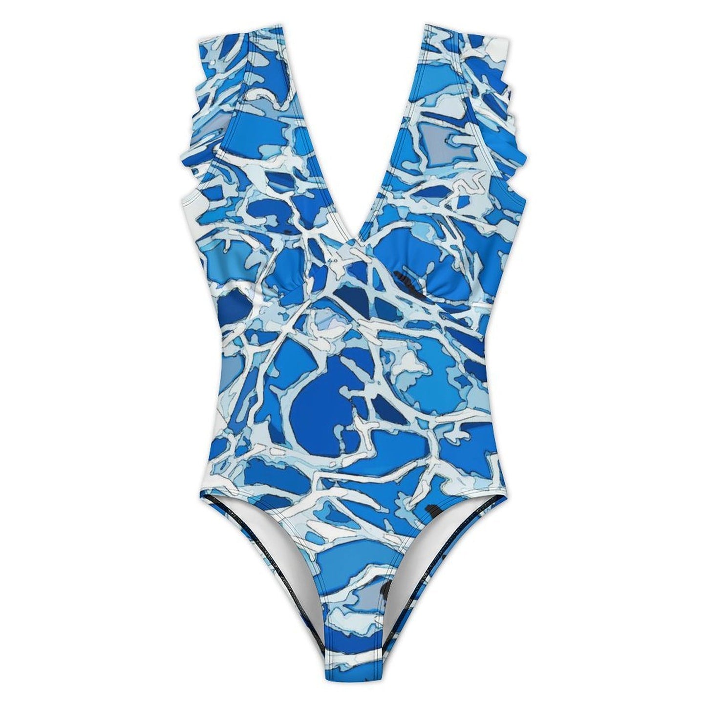 Costume intero donna con maniche a volant e imbottitura rimovibile personalizzabile