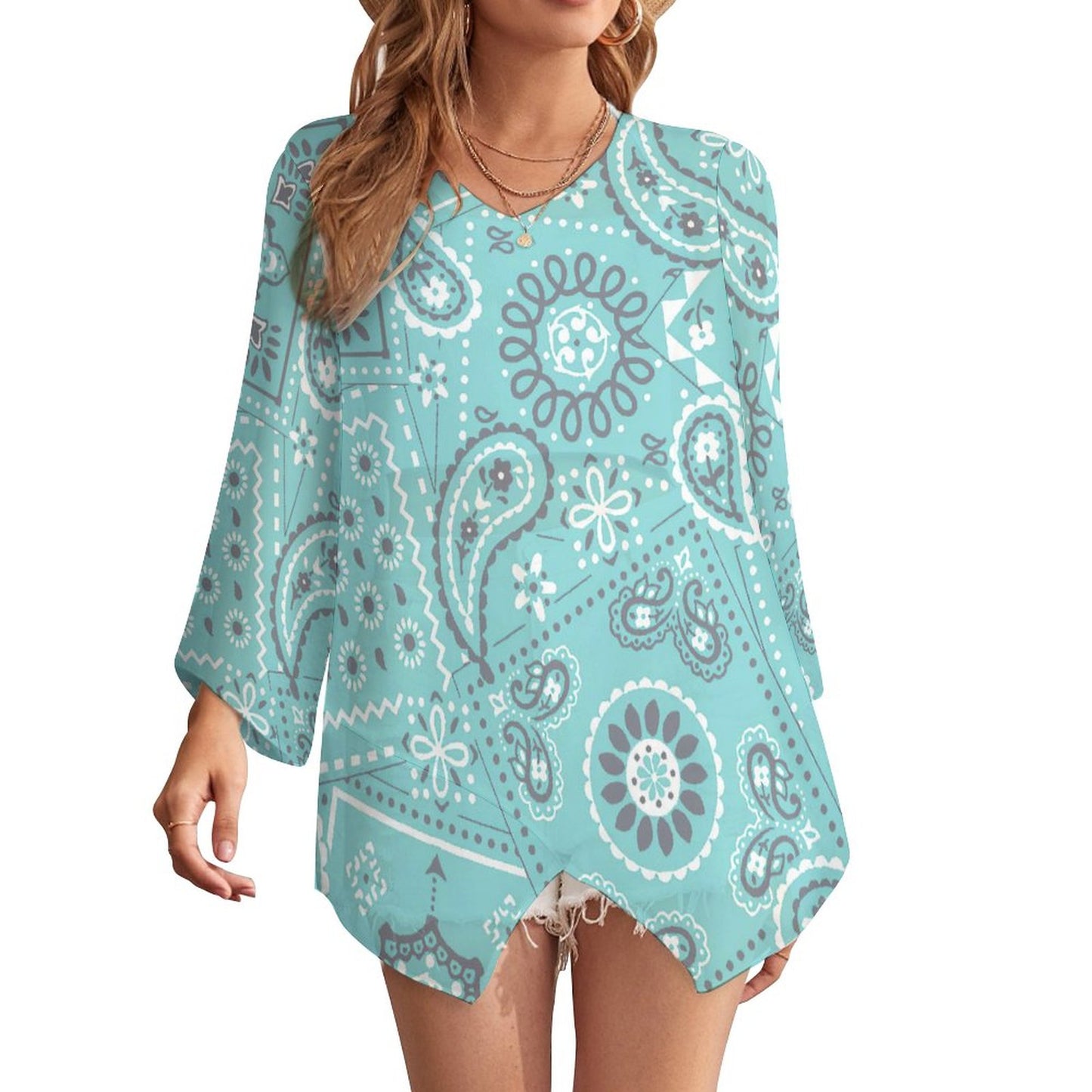 Camicia Chiffon Trasparente Donna | Blusa Oversize Manica Lunga