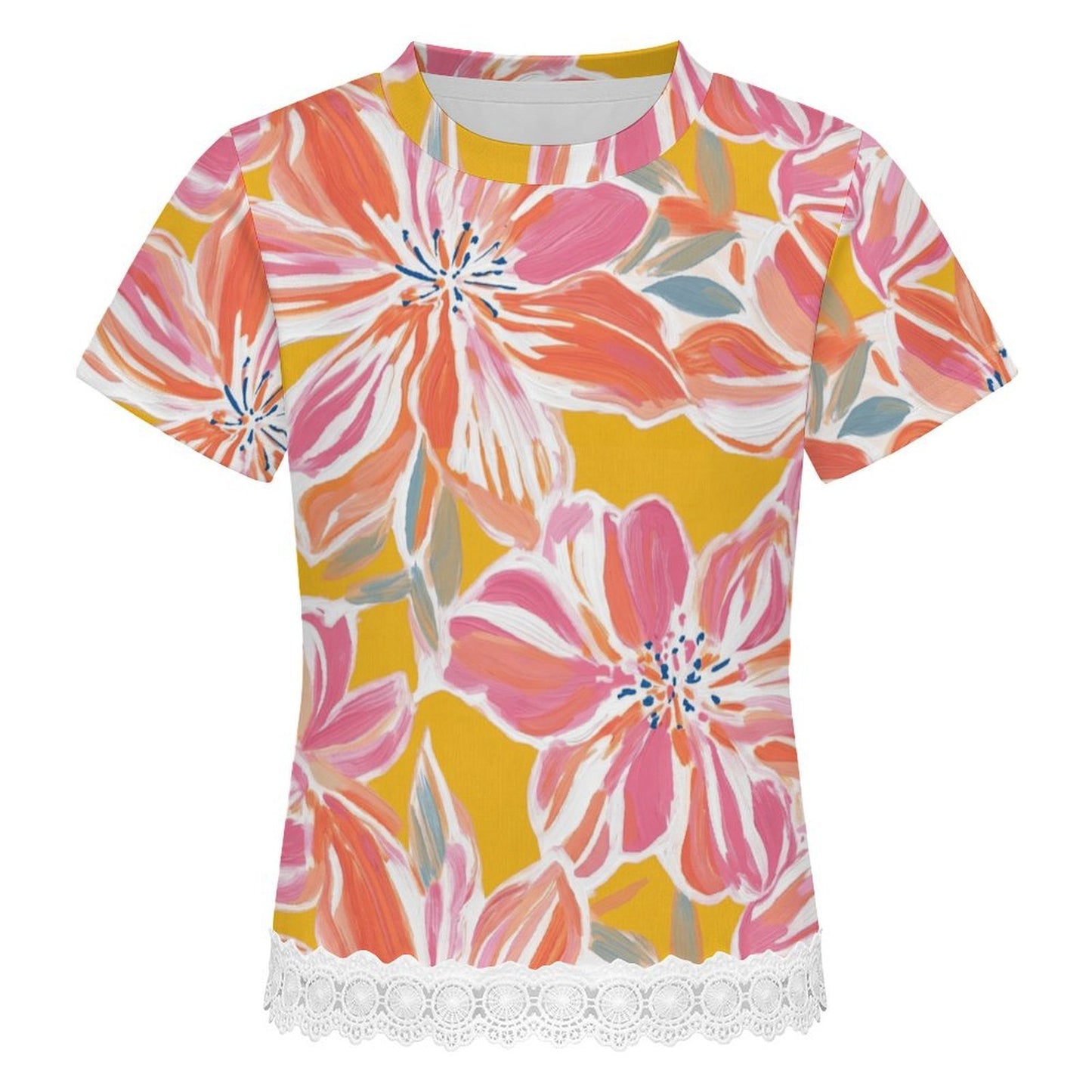 T-shirt Bambina Maniche Corte con Orlo a Balze Personalizzata