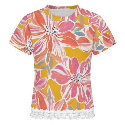 T-shirt Bambina Maniche Corte con Orlo a Balze Personalizzata
