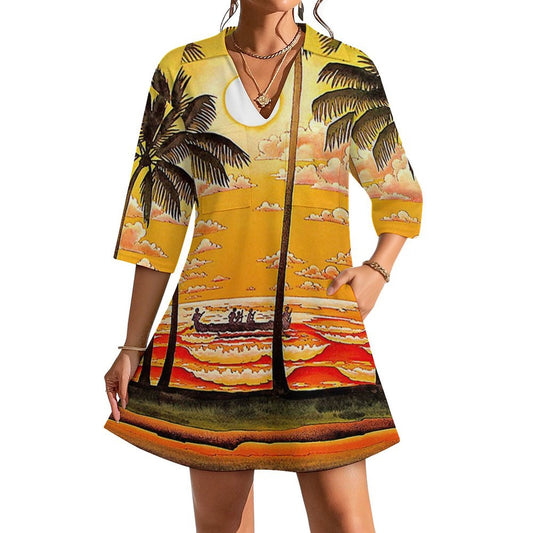 Abito Donna Scollo a V Personalizzabile | Vestito Elegante da Giorno