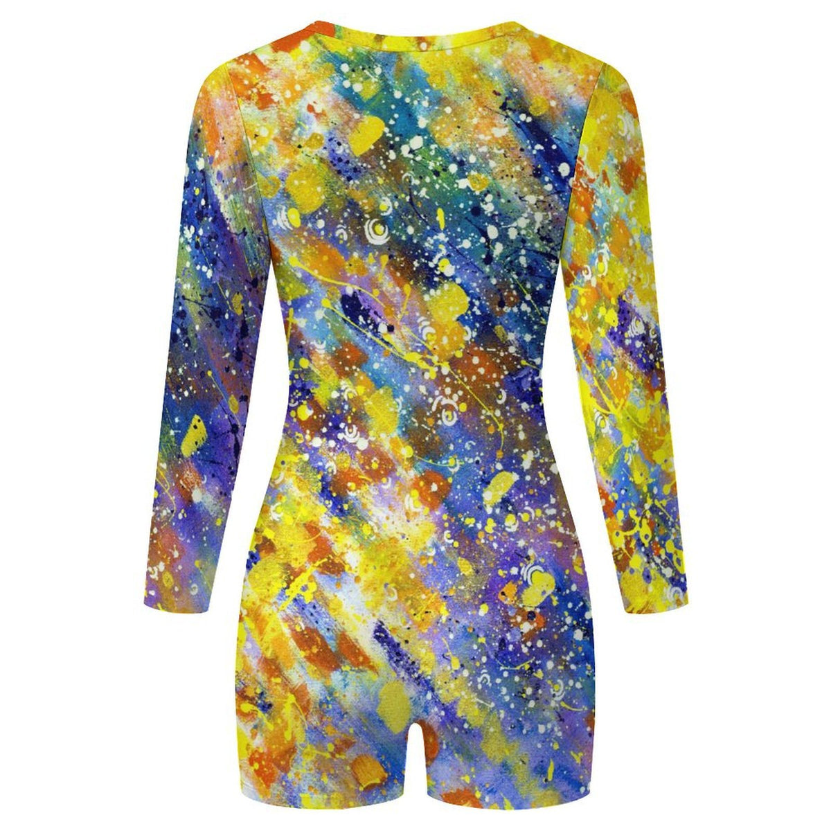 Long-sleeved Bodysuit Shorts Colorful Splash Ink