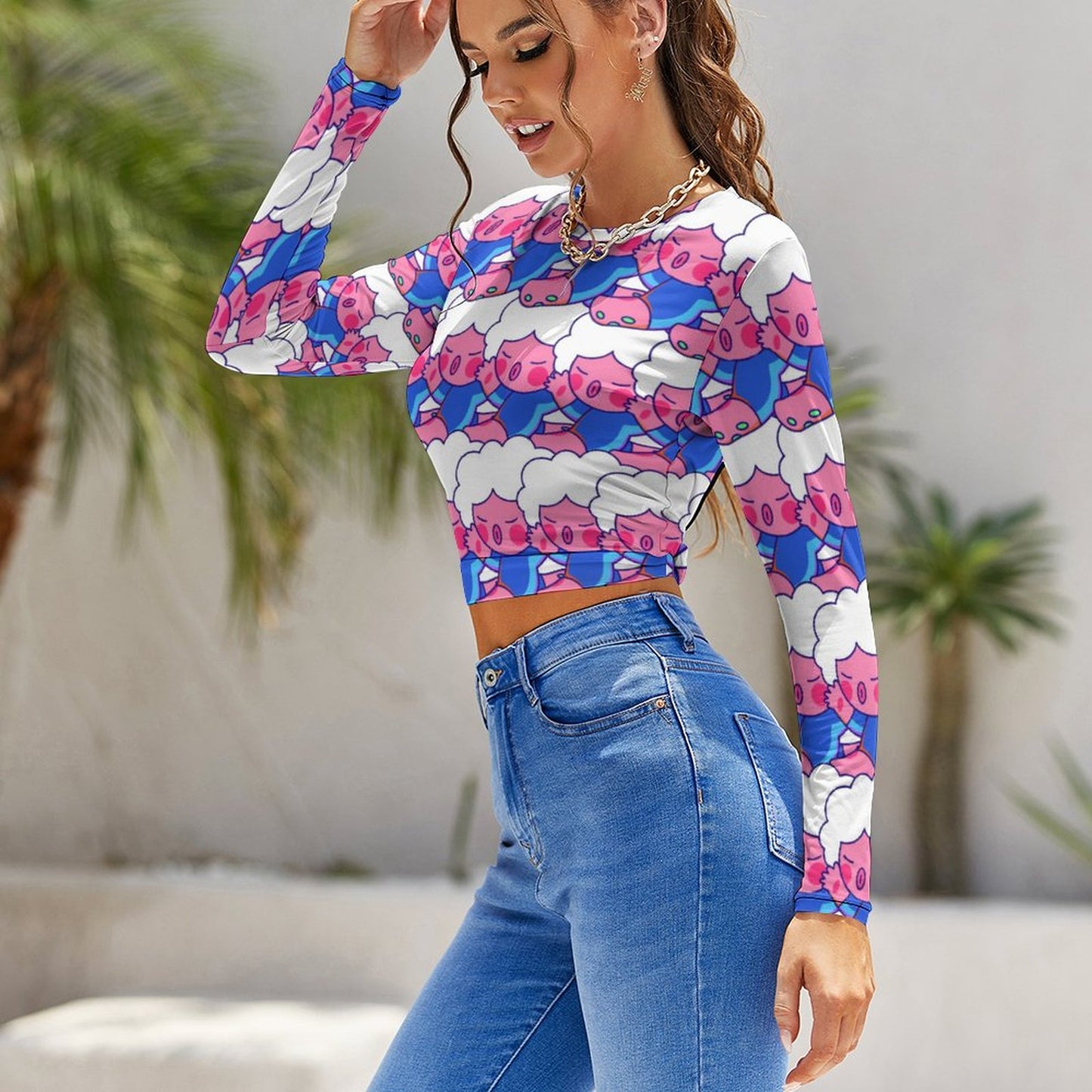 Top Crop Maniche Lunghe Schiena Scoperta | T-shirt Yoga Nodo Personalizzata