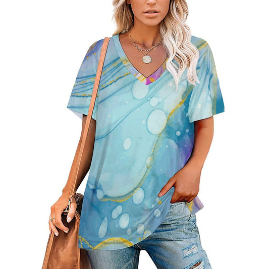 T-Shirt Donna Scollo V Personalizzata | Seta di Latte | Stile Comodo