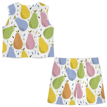 Completo Pigiama Donna Estivo Effetto Lino Top Smanicato e Pantaloncini con Tasche